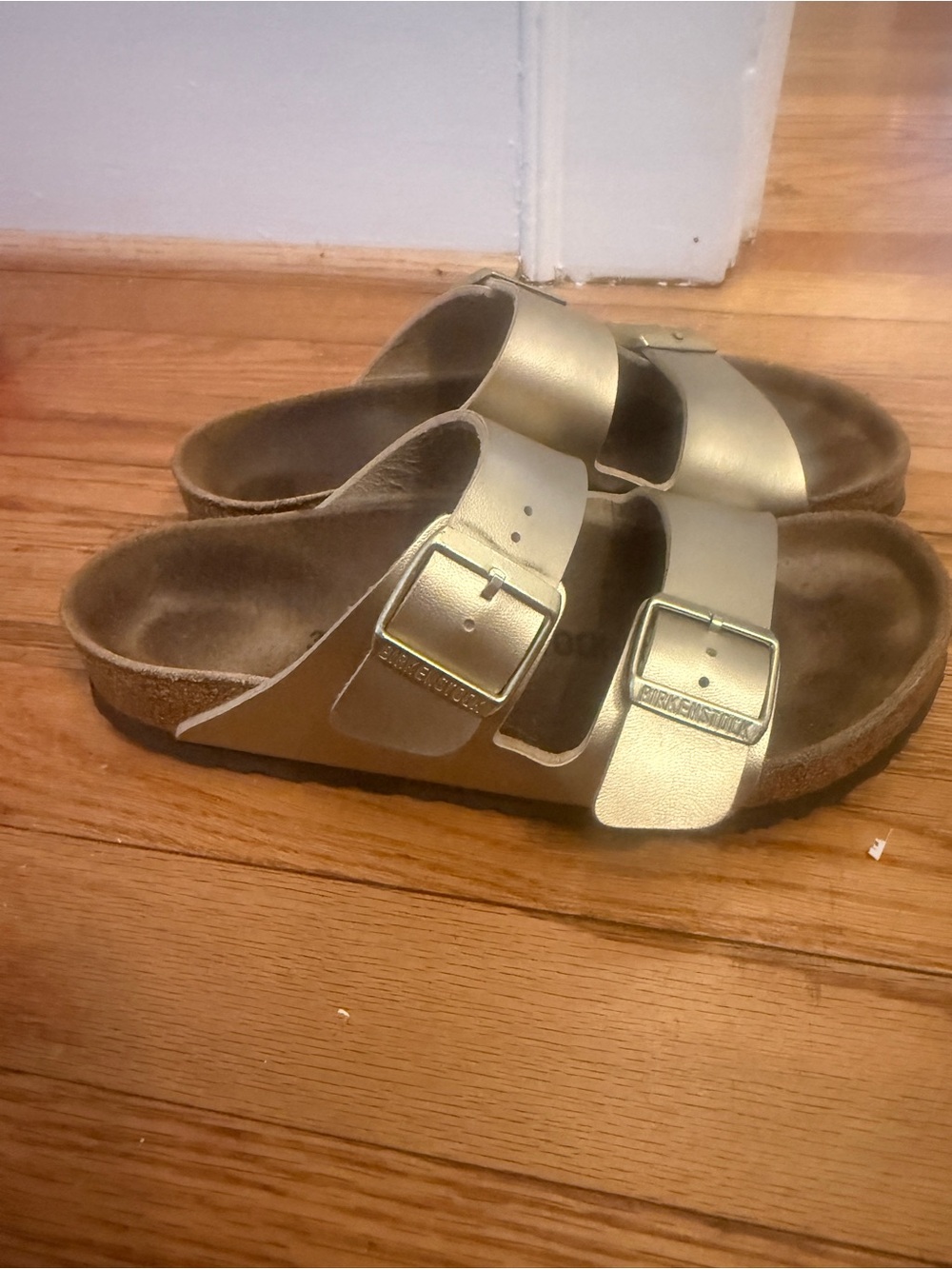 Birkenstock Arizona Metallic Gold Two-Strap Sandal